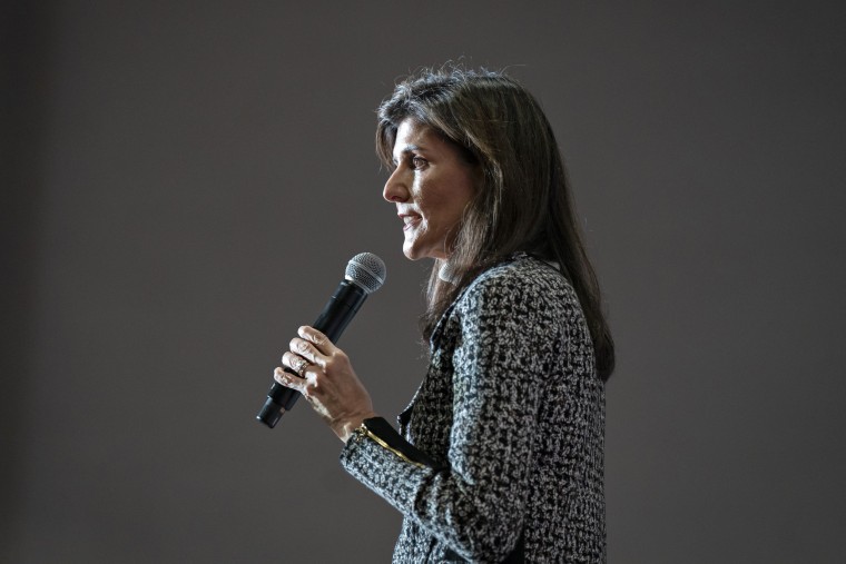 Nikki Haley speaks at a rally on Jan. 28, 2024 in Conway, S.C.