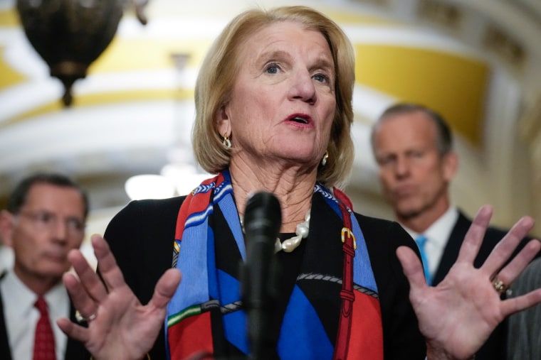 Sen. Shelley Moore Capito, R-W.V., speaks during a news conference