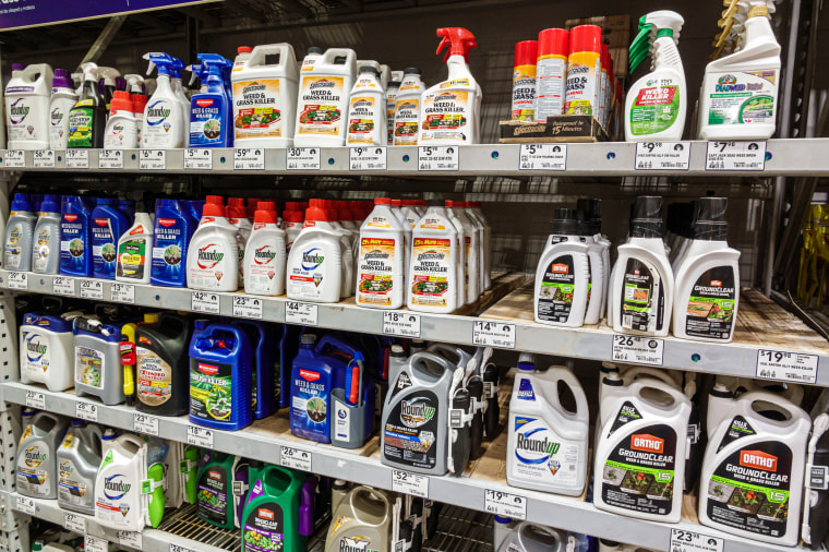 Roundup weed killer on a store shelf