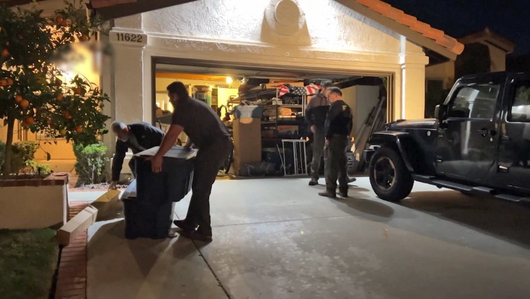 A father and son are facing charges after San Diego police seize dozens of guns and explosives from a Rancho Bernardo home during a school shooting threat investigation. 