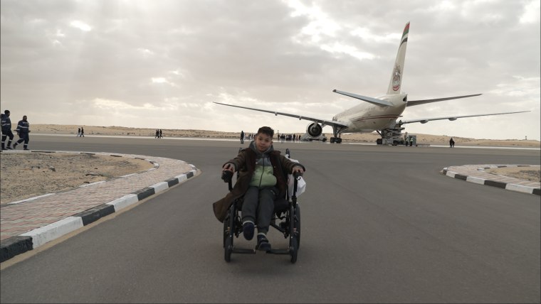  Al-Arish military airfield with the mercy flight plane in the background