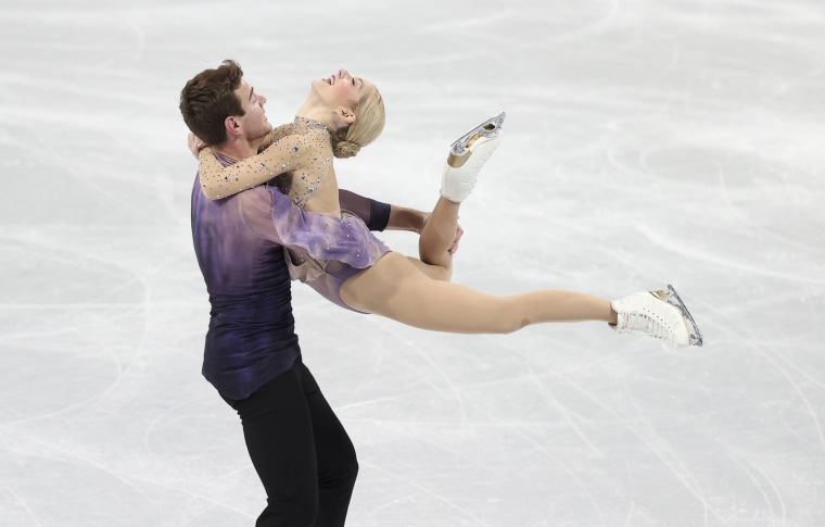 Alexa Knierim and Brandon Frazier  at 2022 Winter Olympics in Beijing.
