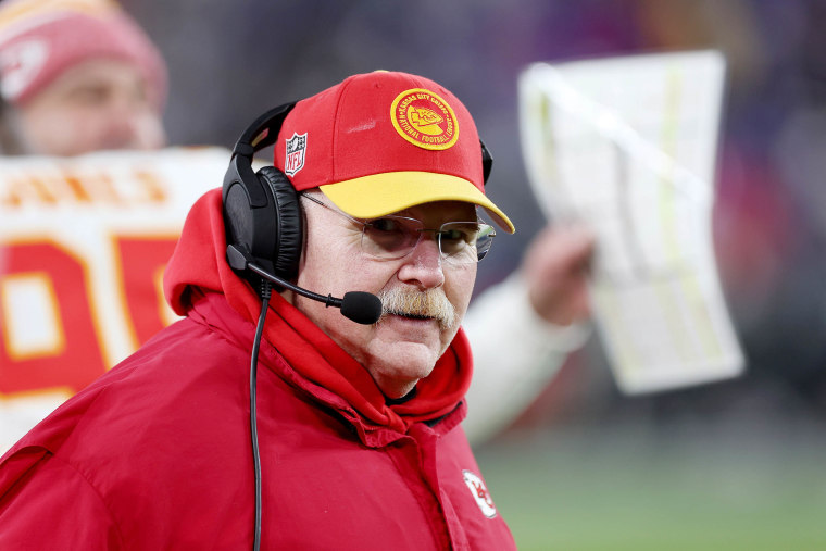 Chiefs coach Andy Reid during the 2024 AFC championship game.