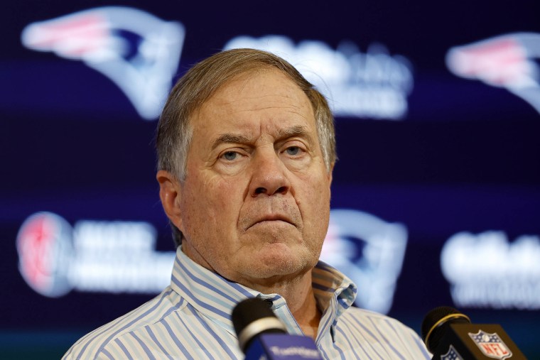 Bill Belichick at press conference in January 2024.