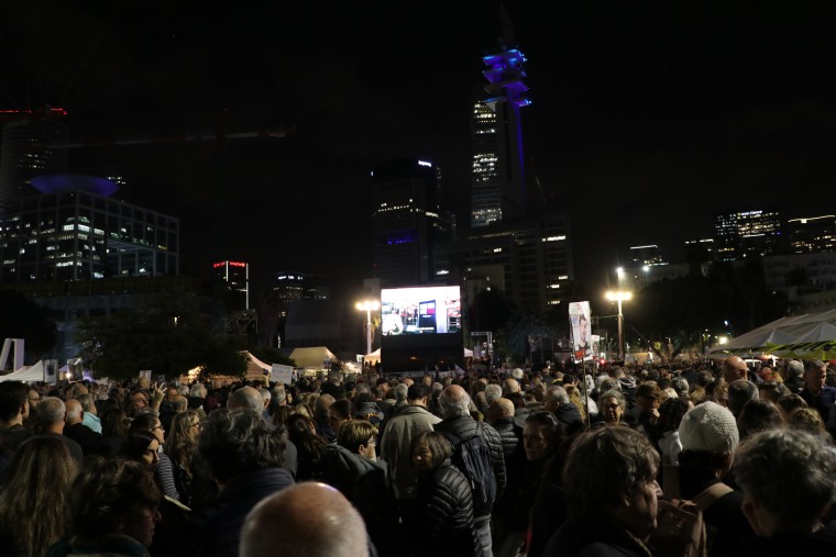 Thousands of people gathered for a 24-hour rally in Tel Aviv today to mark the looming milestone of 100 days since Hamas' attack and since dozens of people were taken hostage.