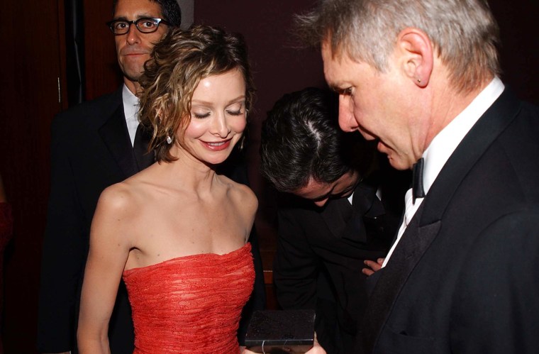 Calista Flockhart and Harrison Ford in 2002