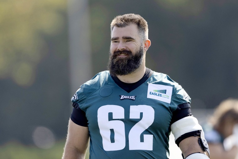 Jason Kelce at Eagles training camp in 2021.