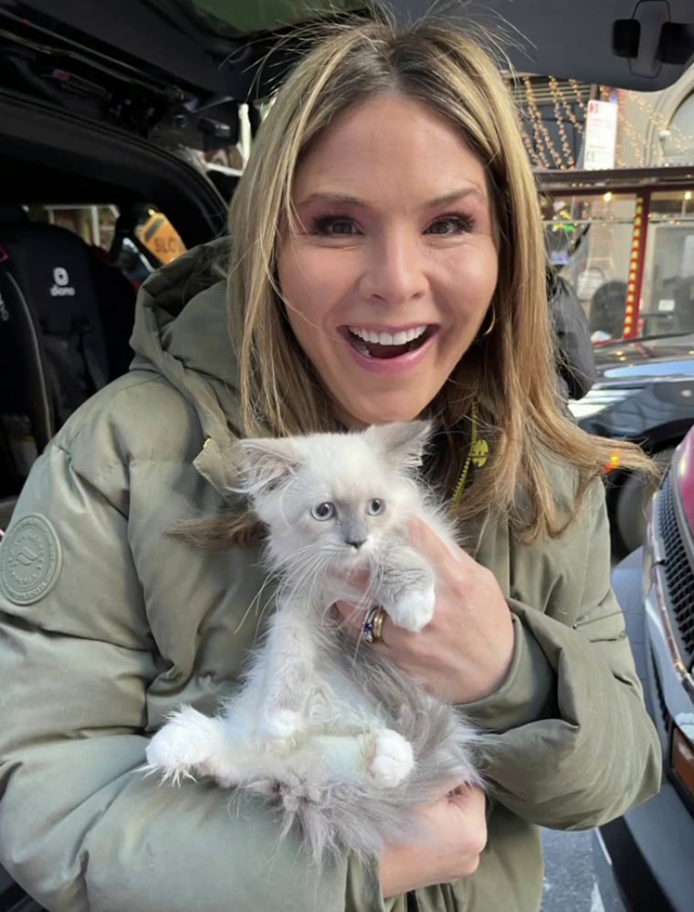 Jenna Bush and her new cat Mango.