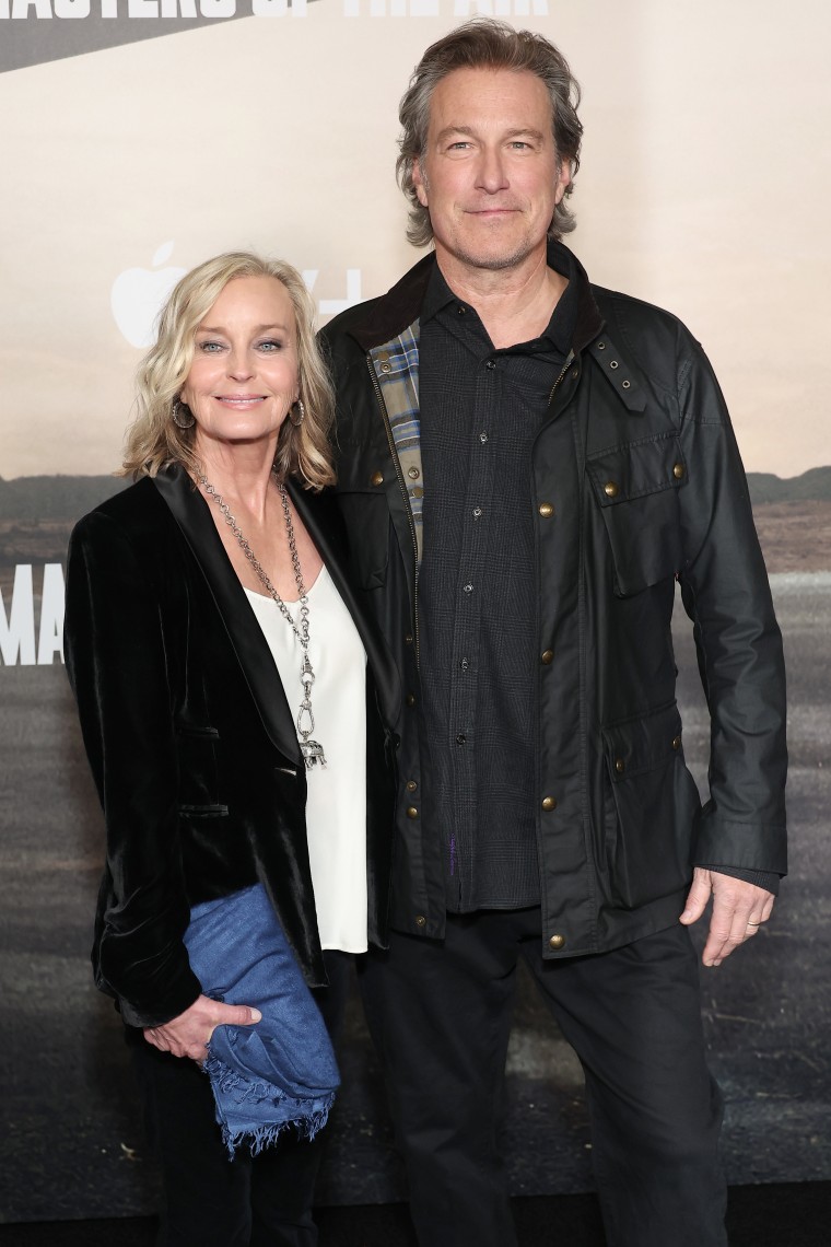 Bo Derek and John Corbett at the "Masters of the Air" premiere at Regency Village Theatre on Jan. 10, 2024 in Los Angeles.