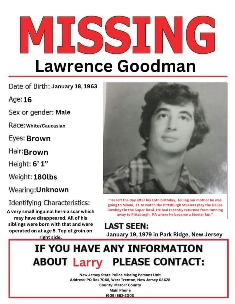 Lawrence Goodman Missing Poster