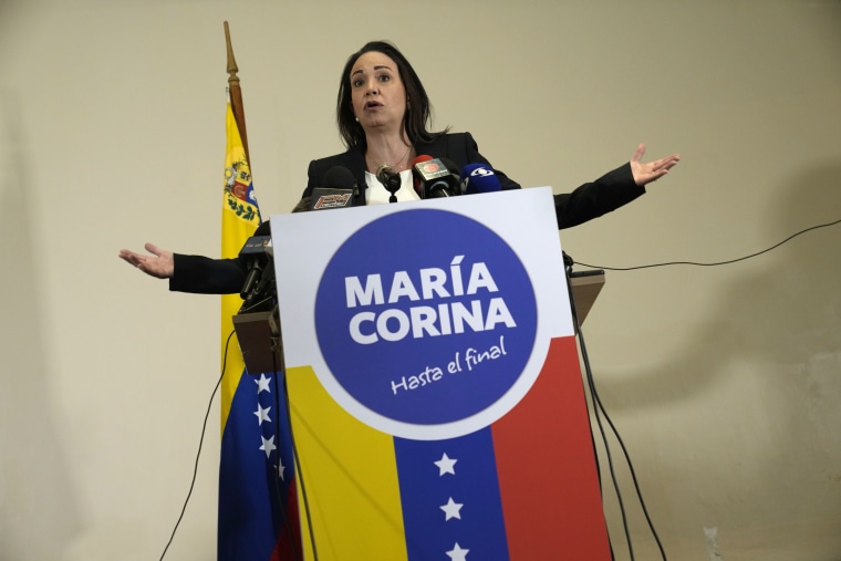 La líder opositra venezolana María Corina Machado, en Caracas, el 4 de julio de 2023.