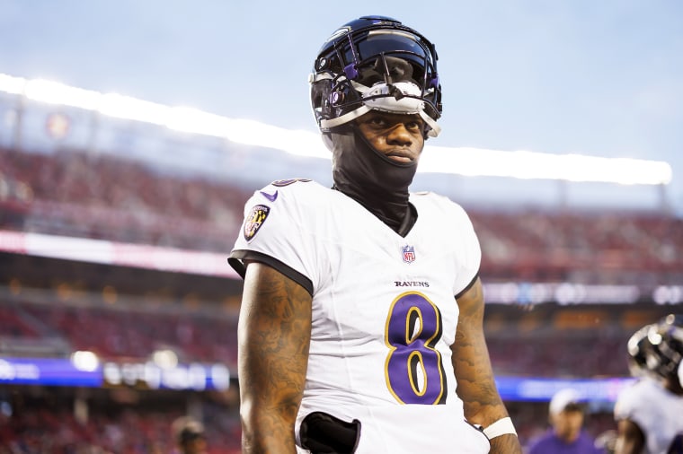 Lamar Jackson of the Baltimore Ravens at the Christmas Day game against the San Francisco 49ers.