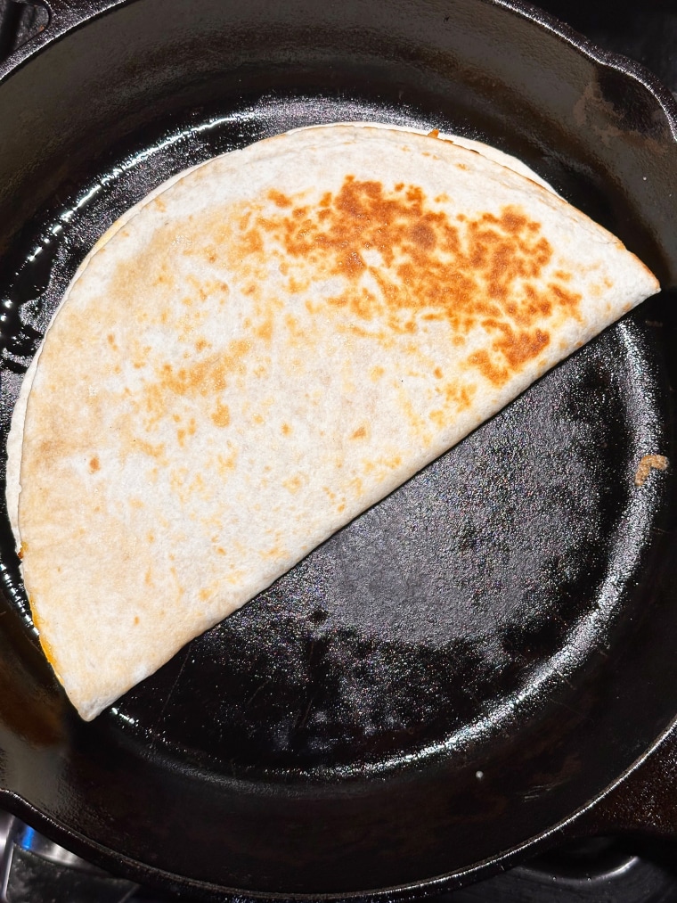 A Chipotle Chicken Quesadilla toasting in my pan.