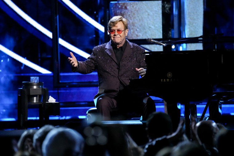 Elton John during the Annual Rock & Roll Hall Of Fame Induction Ceremony in New York City on Nov. 3, 2023. 