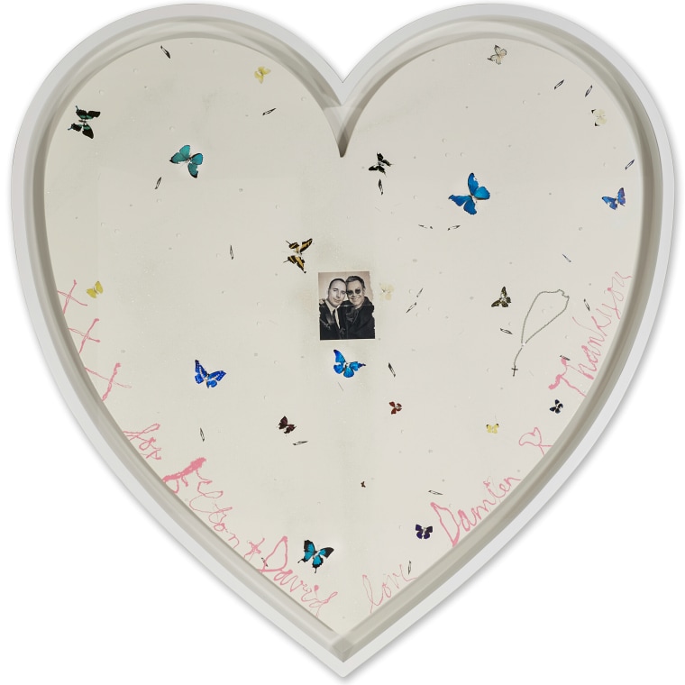 Damien Hirst's 'Your Song' signed and inscribed 'xxx for Elton + David love Damien Thank You', estimated to sell for  $ 350- $450,000