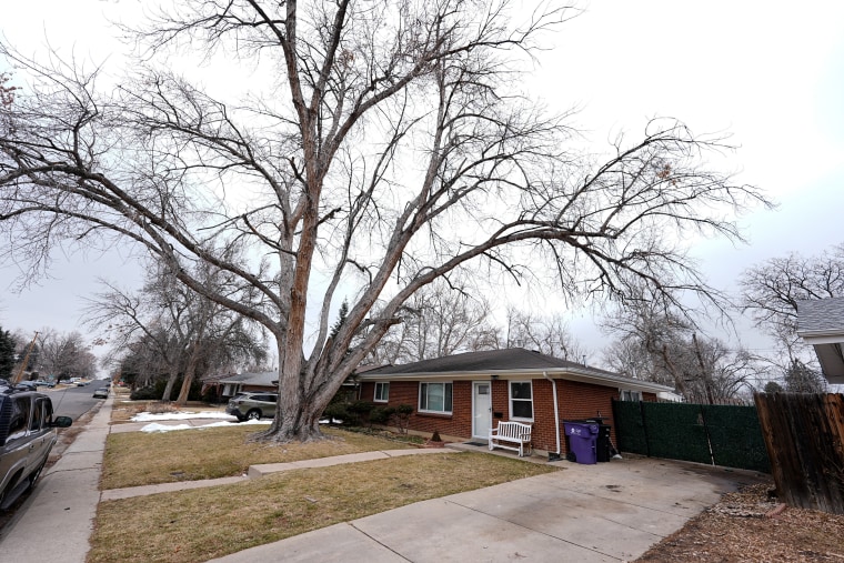 The residence where a former funeral home owner kept a deceased women's body in a hearse for two years as well as the remains of 30 cremated people in Denver, Colo. on  Feb. 16, 2024. 