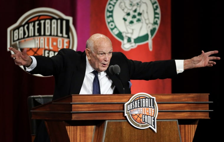 Charles "Lefty" Driesell speaks during induction ceremonies into the Basketball Hall of Fame,in Springfield, Mass. on Sept. 7, 2018. 