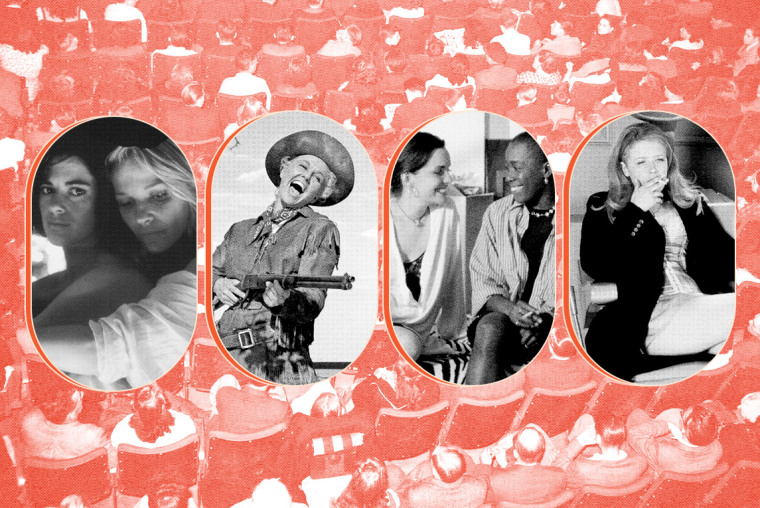 Photo Illustration: Stills from the sapphic movies "Desert Hearts," "Calamity Jane," "The Watermelon Woman," and "But I'm a Cheerleader"