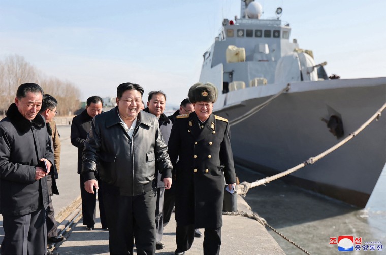 North Korean on Friday extended a provocative run in weapons tests by firing cruise missiles into the sea, as leader Kim Jong Un called for his military to step up war preparations while touring a shipyard.
