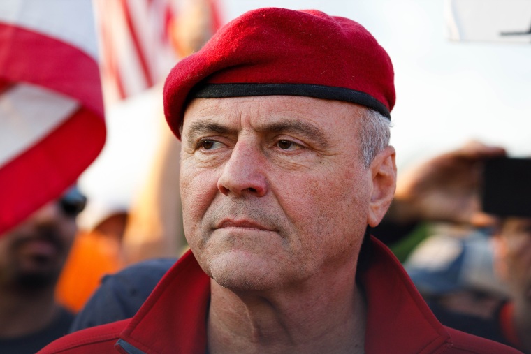  Curtis Sliwa at a protest in NEw York in 2023.