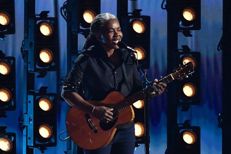 Tracy Chapman performs on stage  during the Grammy Awards.
