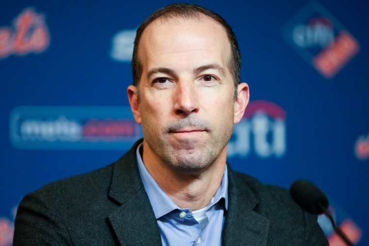 Then-New York Mets general manager Billy Eppler at a news conference at Citi Field, in New York, on Jan. 31, 2023.