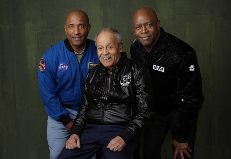 Image: NASA astronauts Victor Glover, from left, Ed Dwight and Leland Melvin 
