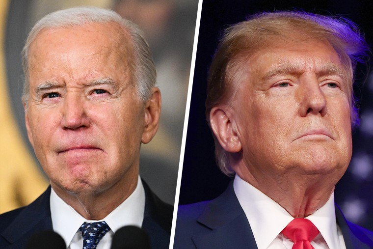 A split image of Joe Biden and Donald Trump.