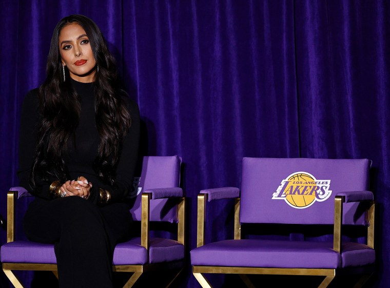 Vanessa Bryant sits during a unveiling ceremony 