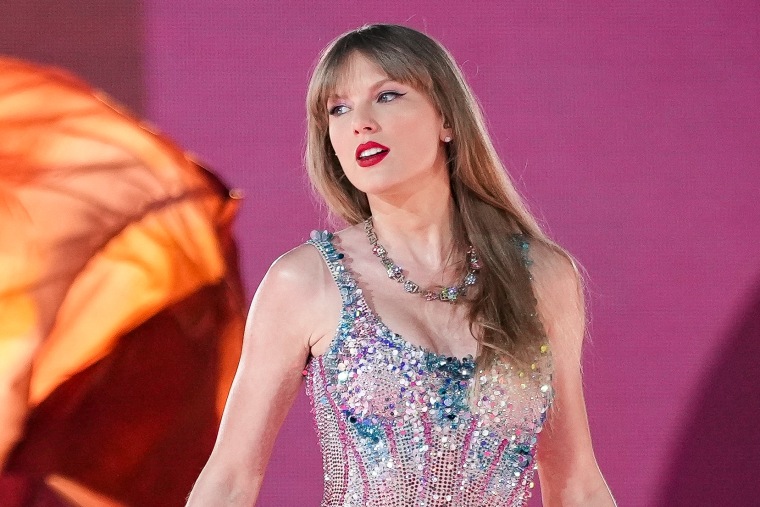 Taylor Swift performs during the "Eras Tour" at the Tokyo Dome.