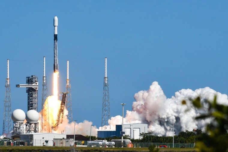 A SpaceX Falcon 9 rocket carrying Northrop Grumman's 21st Cygnus cargo freighter launches from pad 40 at Cape Canaveral Space Force Station in Cape Canaveral, Fla., on Jan. 30.