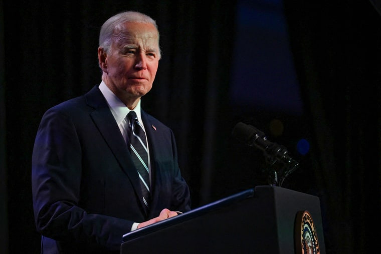 Joe Biden speaks during the National Association of Counties Legislative Conference in Washington on Feb. 12, 2024. 
