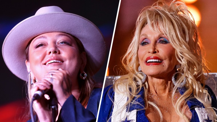 From left, Elle King and Dolly Parton.