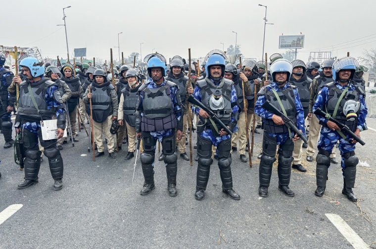 Farmers, who began their march from northern Haryana and Punjab states, are asking for a guaranteed minimum support price for all farm produce.