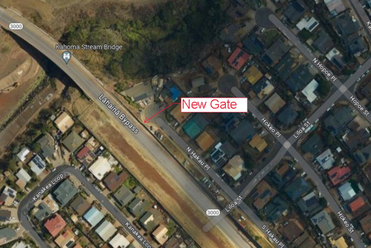 An access gate is planned for the Kelawea Mauka neighborhood.