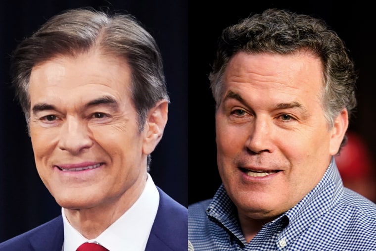 Side by side of Mehmet Oz and Dave McCormick.