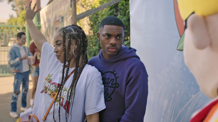Andrea Ellsworth and Vince Staples in "The Vince Staples Show."