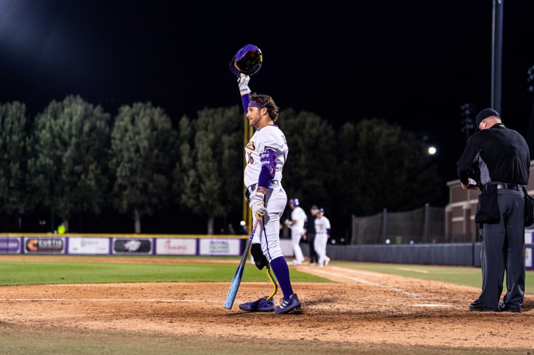 East Carolina University sophomore Parker Byrd becomes the first NCAA Division I baseball player with a prosthetic leg to participate in a game on Friday night.