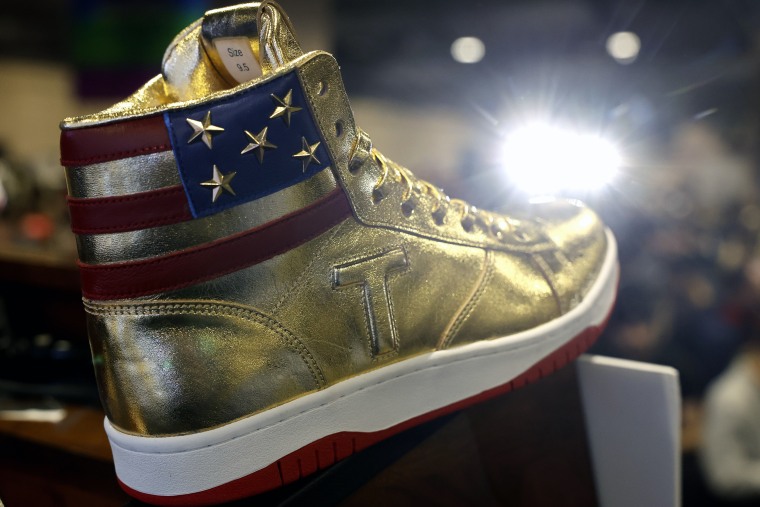 Presidential Candidate And Former President Donald Trump Attends Sneaker Con To Launch His New Shoe Line