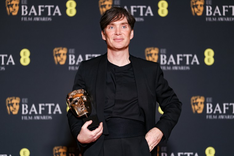 Cillian Murphy, winner of the leading actor award for "Oppenheimer," at the 77th British Academy Film Awards in London on Sunday.