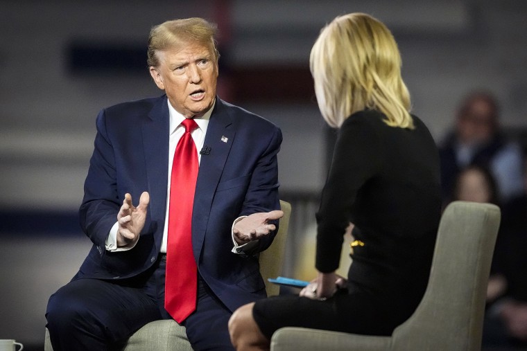 Image: Republican presidential candidate former President Donald Trump speaks during a Fox News Channel town hall