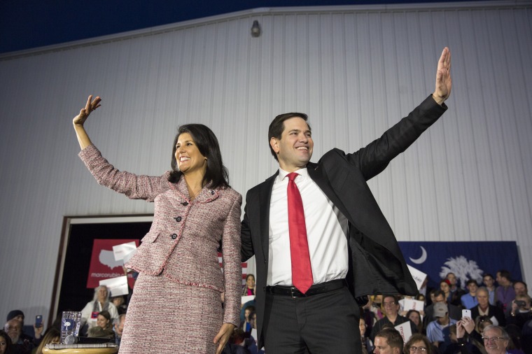 Nikki Haley and Marco Rubio in Chapin, S.C.