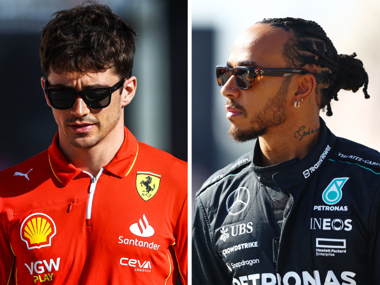 Charles Leclerc of Monaco and Ferrari; Lewis Hamilton of Great Britain and Mercedes.