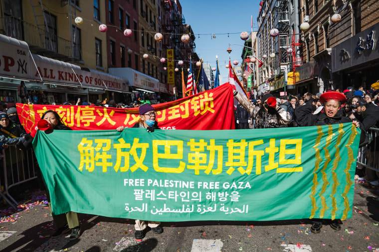 Over a dozen activists marched with the group Asians 4 Palestine NYC on Sunday.