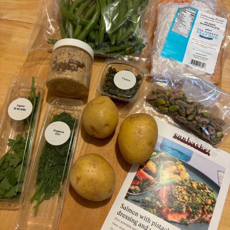 Sunbasket’s meal kits come with a recipe card with step-by-step instructions and all the ingredients I need to cook a dish.