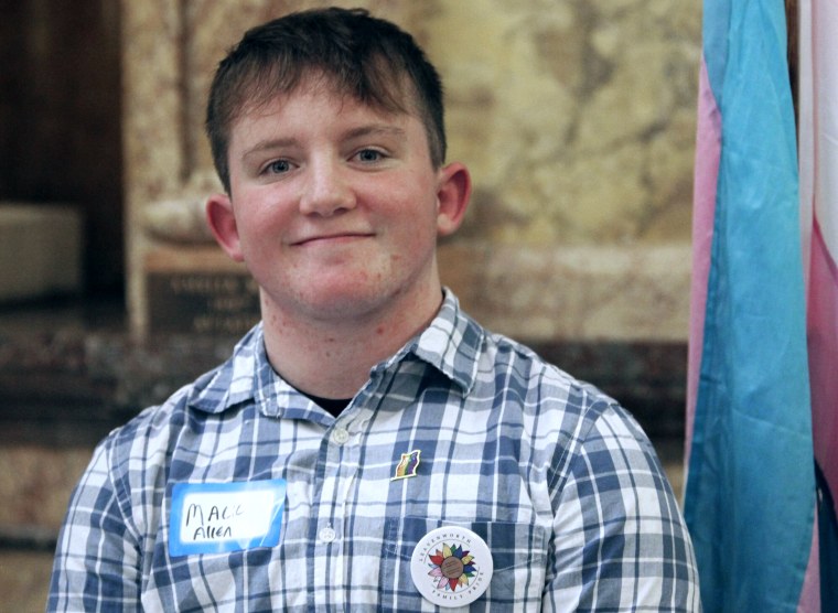 Mack Allen after a rally for LGBTQ youth at the Statehouse, in Topeka, Kan.