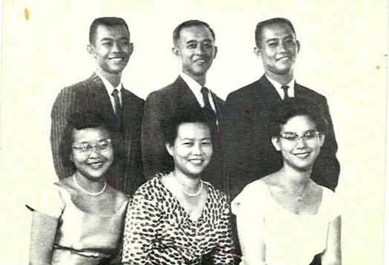 Dong family photo from 1955. From top left, Lloyd Jr, Lloyd Sr, and Ron Dong. From bottom left, Jackie, Margaret, and Jeanette Dong. 