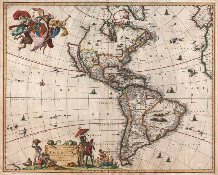 1658, Visscher Map of North America and South America