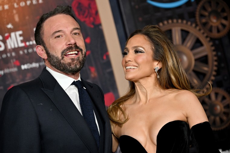 Ben Affleck and Jennifer Lopez attend the "This Is Me...Now: A Love Story" premiere at Dolby Theatre on Feb. 13, 2024 in Hollywood.
