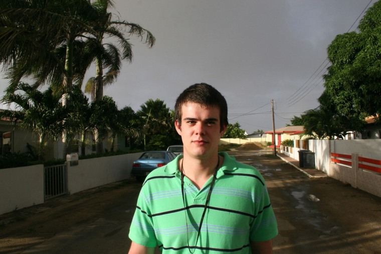 Joran van der Sloot, 20, takes a walk to the local supermarket near the house of his parents in Oranjestad, Aruba, just after he was released from prison 07 December 2007.